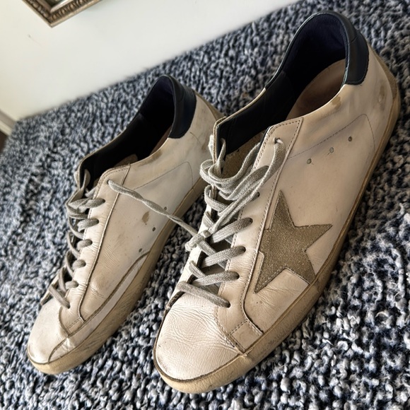 Golden Goose Superstar - in white leather with grey suede star & blue heel tab - Picture 2 of 12